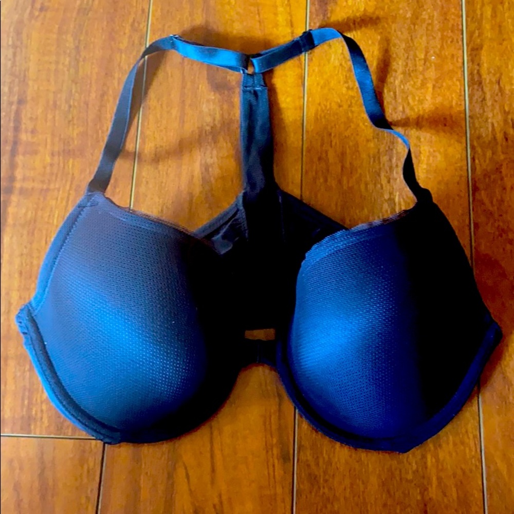 True & Co Racerback Front Close Bra Black 36C